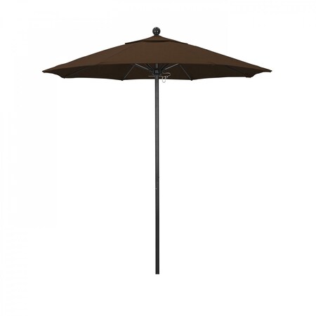 California Umbrella 7.5' Black Aluminum Market Patio Umbrella, Olefin Teak 194061334805